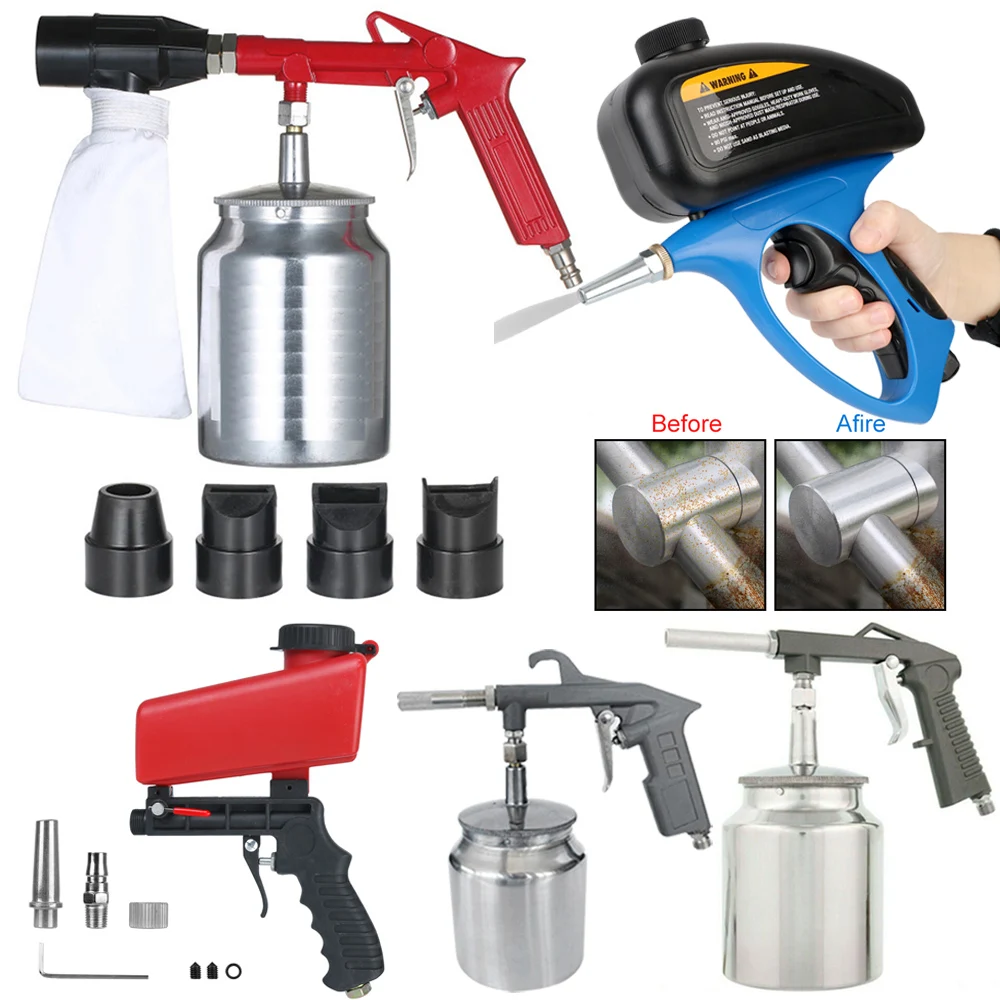 Pneumatic Anti-rust Sand Blasting Machine Kits Portable Adjustable Sandblasting Gun Tombstone Sprayer Sandblasting Machine 90psi