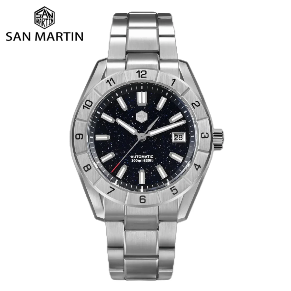 San Martin 42mm Gemstone Dial NH35 Watch For Men Self Winding Sapphire BGW-X1 Lume 10Bar Swim Reloj Hombre SN0130B