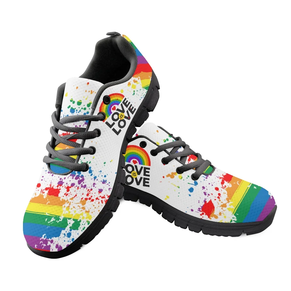 Brand Men's Casual Shoes Graffiti Rainbow Love Printing Men Trainers Light Breathable Walking Flats Big Size 35-48 Mesh Sneakers