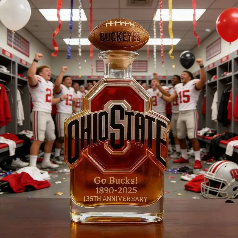 Premium Football Topper Whiskey Decanter, Handcrafted Clear Glass Liquor Bottle, Collectible Barware for Sports Fans