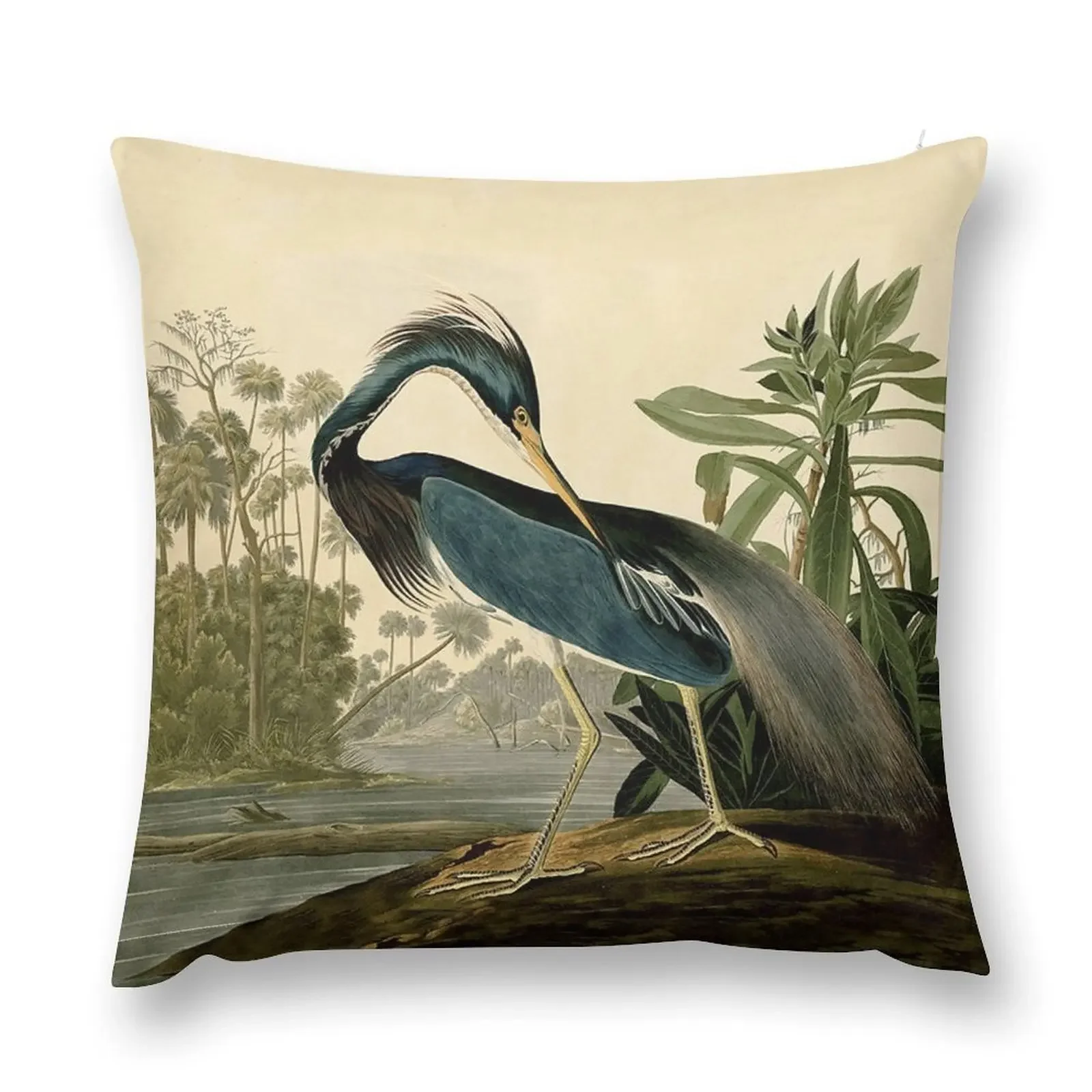 Audubon Bird Louisiana Heron Antique Art Throw Pillow Cushion Cover For Sofa Decorative Sofa Cushion sleeping pillows pillow