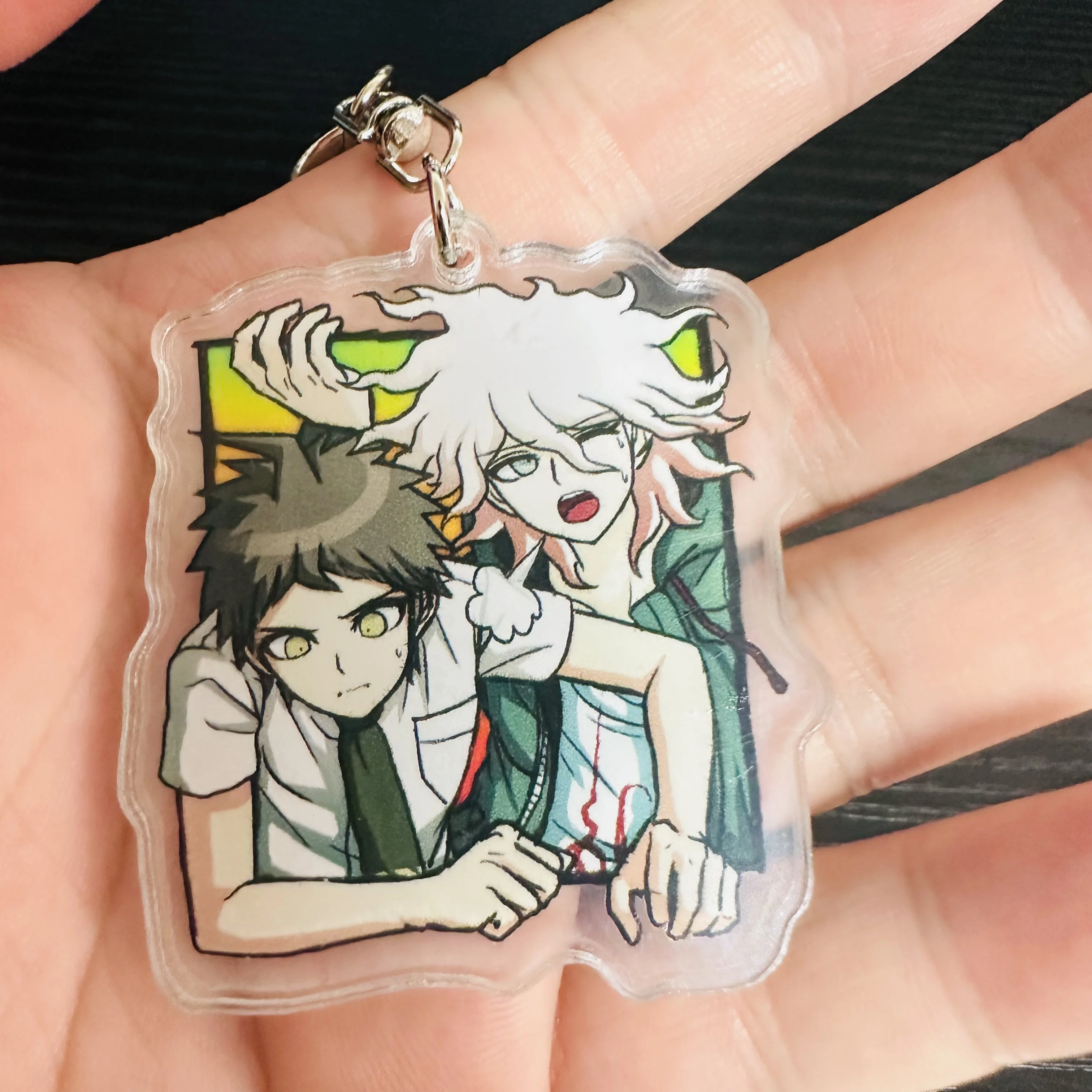 Anime Danganronpa Figures Naegi Makoto Nagito Komaeda Kirigiri Kyouko Cosplay Acrylic Key Chain Kawaii Bag Accessories Key Ring