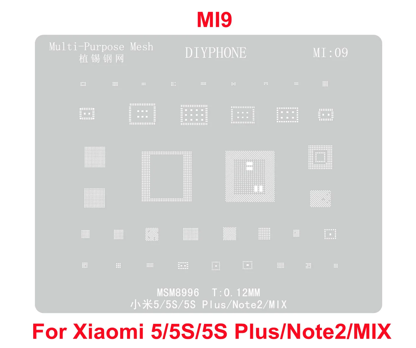 BGA Reballing Stencil For Xiaomi 12 13 Redmi Note 11PRO K20 K30 K50/Pro 12PRO POCO X3 C40 M3Pro M4 Pro X3GT CPU Tin Planting Net