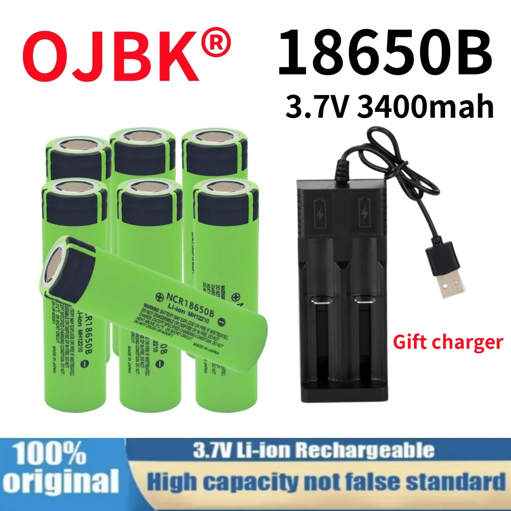 

100% Original 18650 battery NCR18650B 3.7v 3400mah 18650 rechargeable lithium battery for flashlight batteries