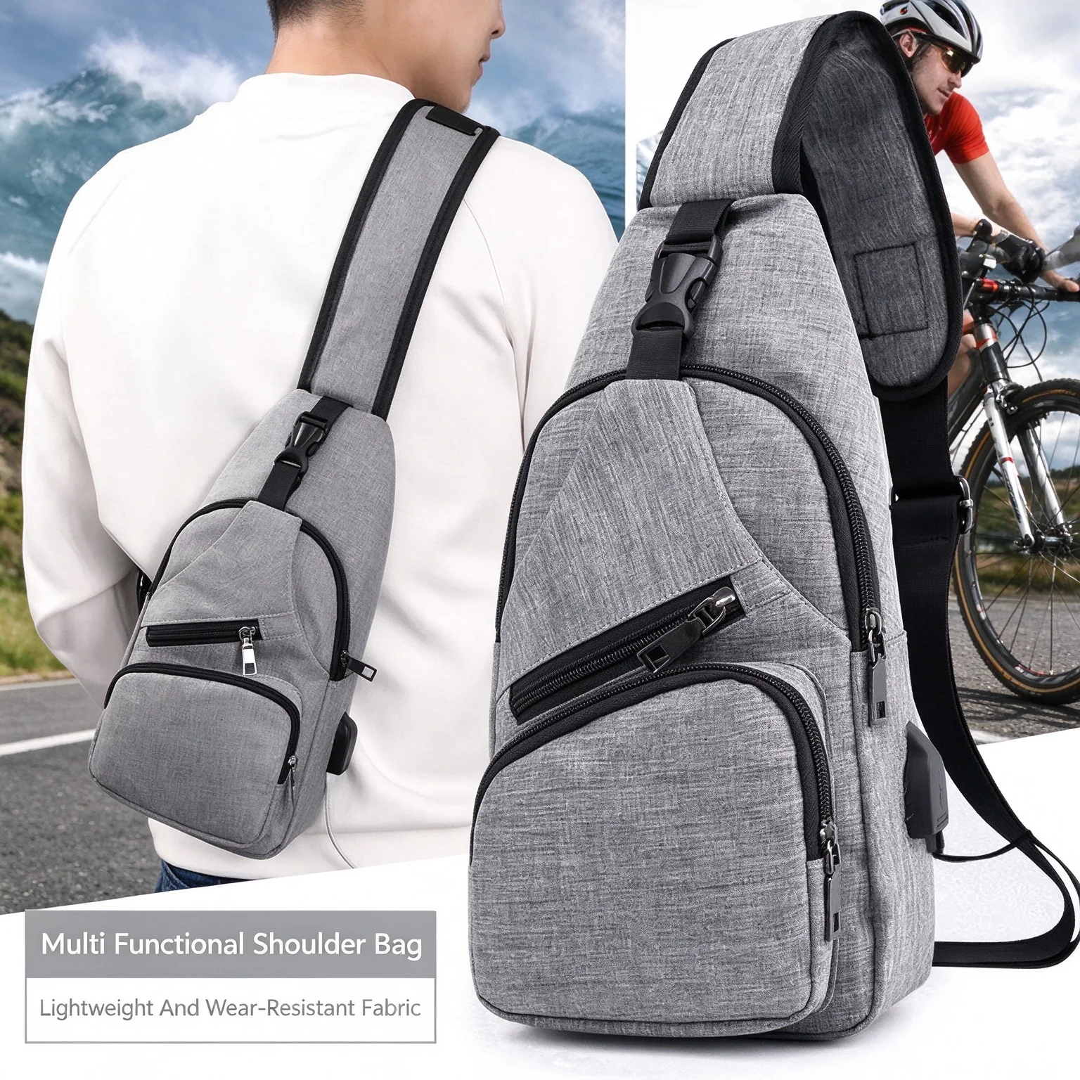 Fashion Mobile Chest Bag Shoulder Bag Multifunctional Large Capacity Outdoor Sports Leisure Backpack Wear-resistant Belt Bag