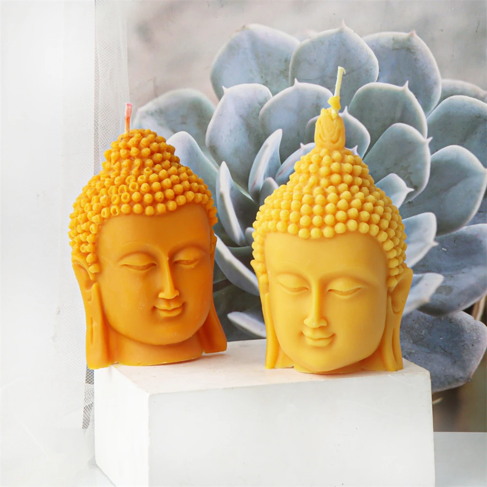 New 3D Buddha Head Candle Silicone Mold Buddha Church Statue Plaster Resin Mould DIY Candles Wax Clay Craft Ornament Home Decor