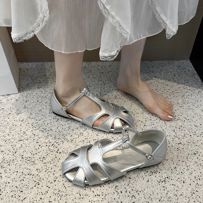 

Летние женские сандалии на плоской подошве в стиле ретро, модные вечерние модельные туфли-гладиаторы, Zapatos De Mujer