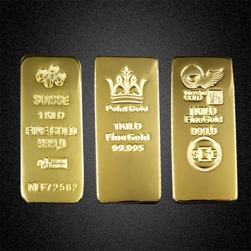 Switzerland 4K Gold Plated Copper Bar Swiss Bullion Bank Display non-magnetic ingot