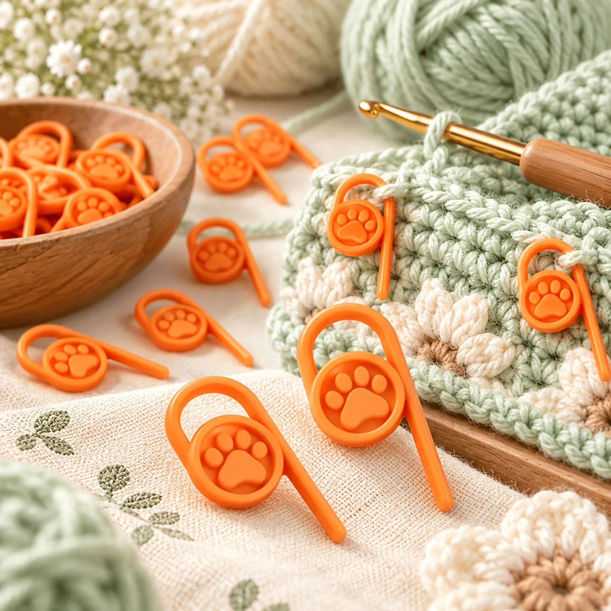 15/30PCS Cat Claw Marking Buckle Plastic Lock Needle Marking Circle Crochet Knitting Handmade DIY Yarn Counting Positioning Pin