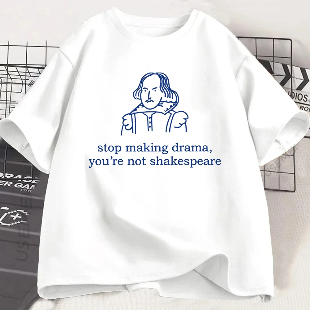 Vintage Shakespeare T Shirt Aesthetic Line Art Graphic Tee Literary Student Gift Top Funny Drama Quote Shirt Minimalist Wear