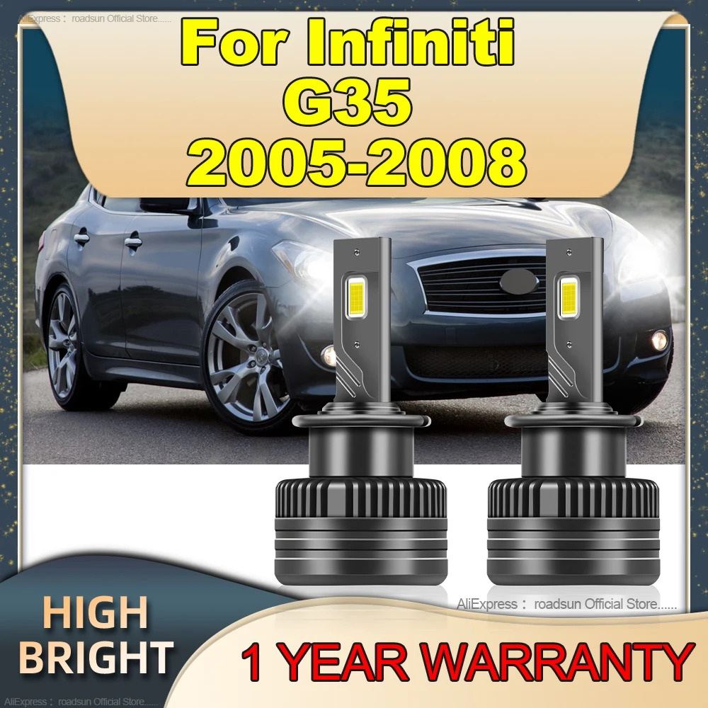 2PCS 30000LM High Bright Headlight CSP 6000K White HID LED D2S Car Lamp with CSP Chip For Infiniti G35 2005 2006 2007 2008