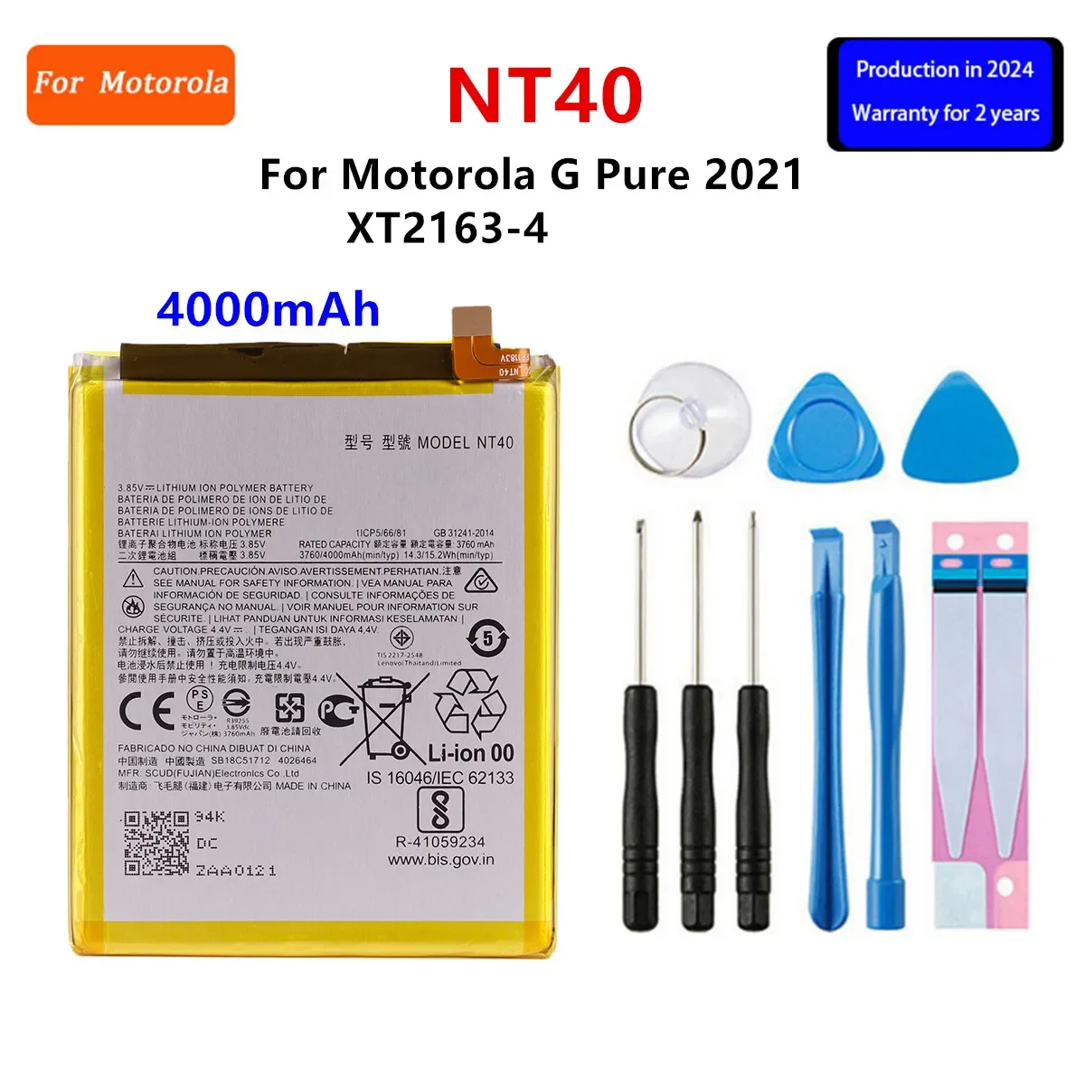 Battery KX50 NT40 PD50 PG50 MD50 For Motorola MOTO G Stylus 2020  Pure 2021 Power 5G 2023 Stylus 5G 2023 Phone Batteries+Tools