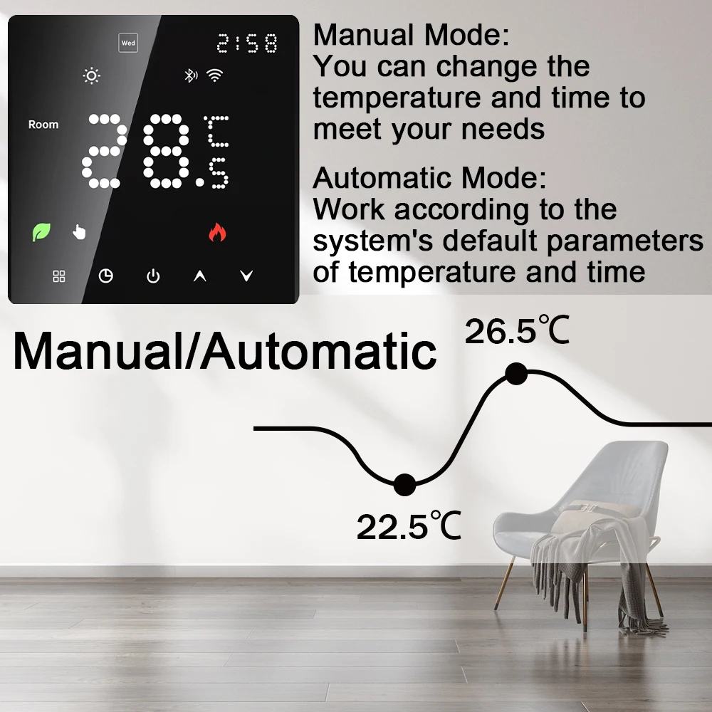 Termostato inteligente Tuya WiFi, calefacción de suelo eléctrica TRV, caldera de Gas y agua, control remoto por voz y temperatura para Google Home Alexa