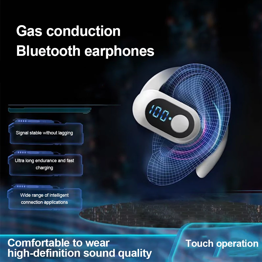 Wireless Earphones Active Noise Cancellation Bluetooth Earbuds Waterproof Sport Headphones LED Display Single Headset With mic