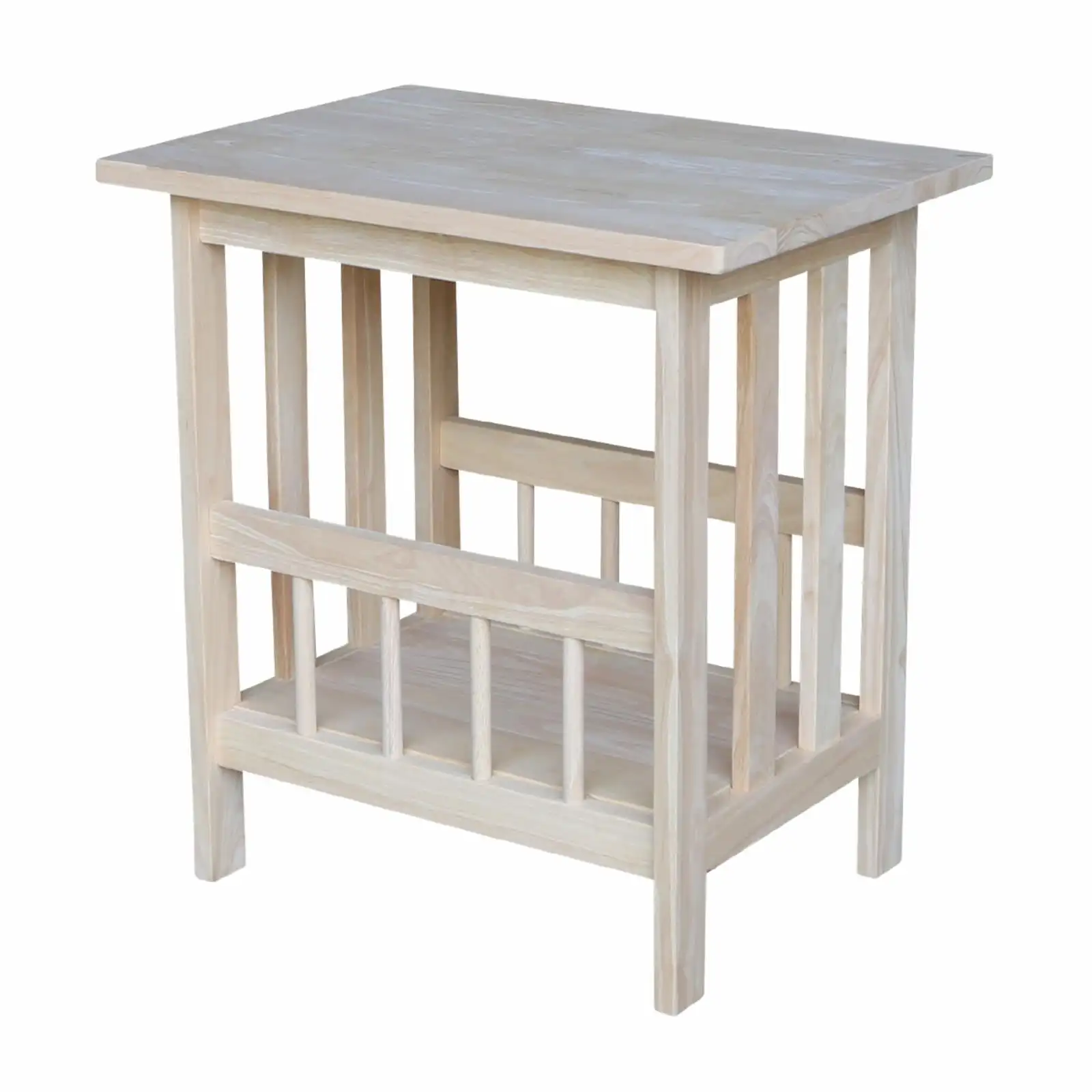 

Solid Wood Unfinished Mission Magazine End Table