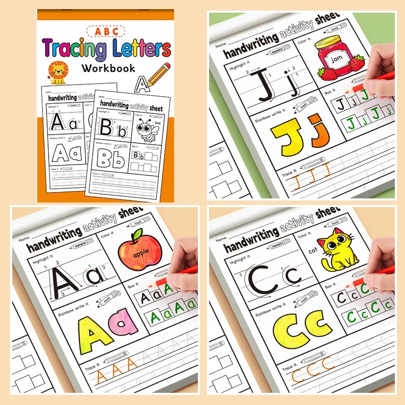 Alphabet A-Z Handwriting Practice Book, 32-Page Letter Tracing & Coloring Workbook, Early Childhood Education, Yellow Paperback