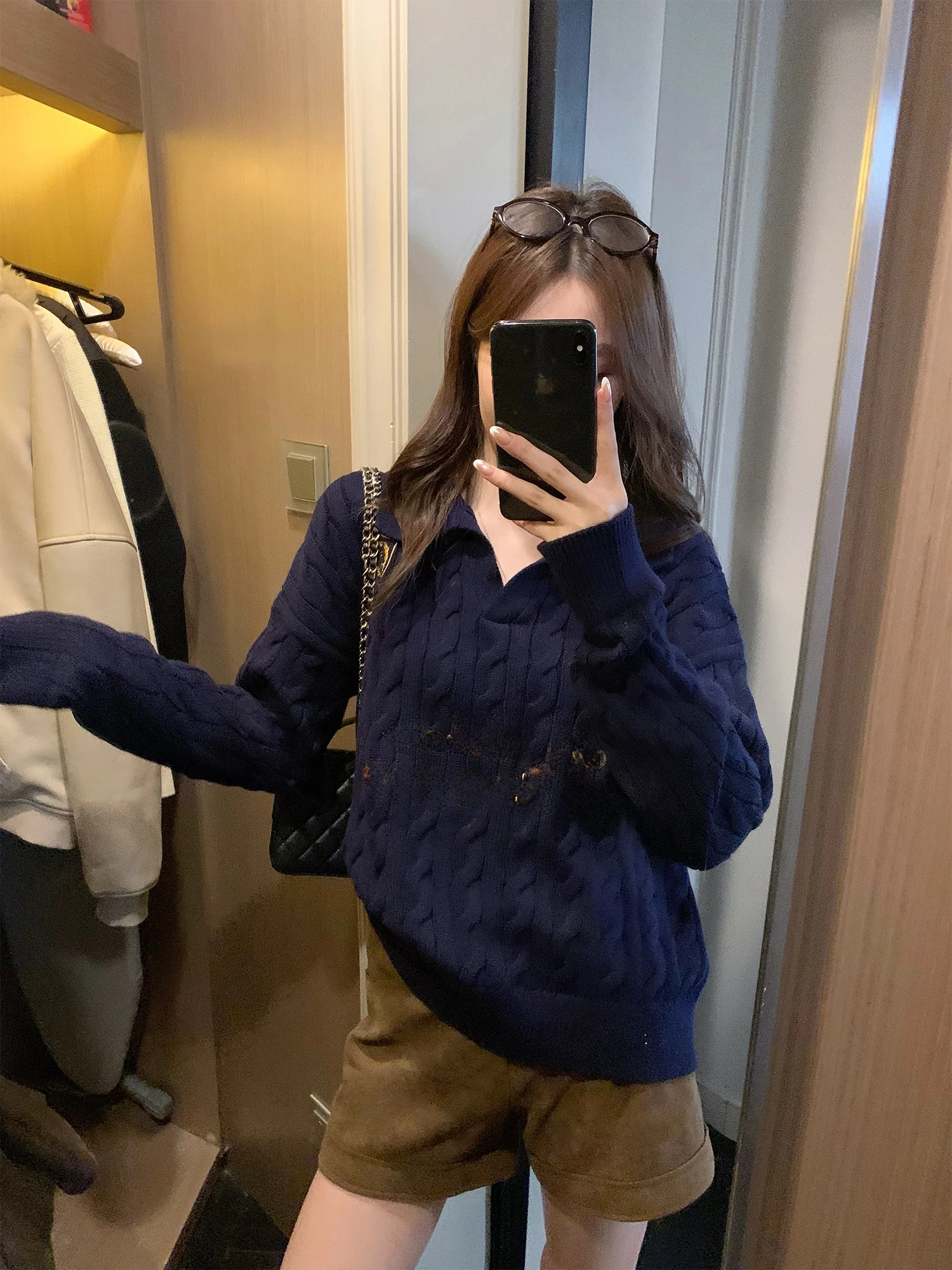 

Hhi Blue Label Record Ne Knitted Sweater Women's Lazy Sle Slimming Effect Thiened Long Sve Winter Faion