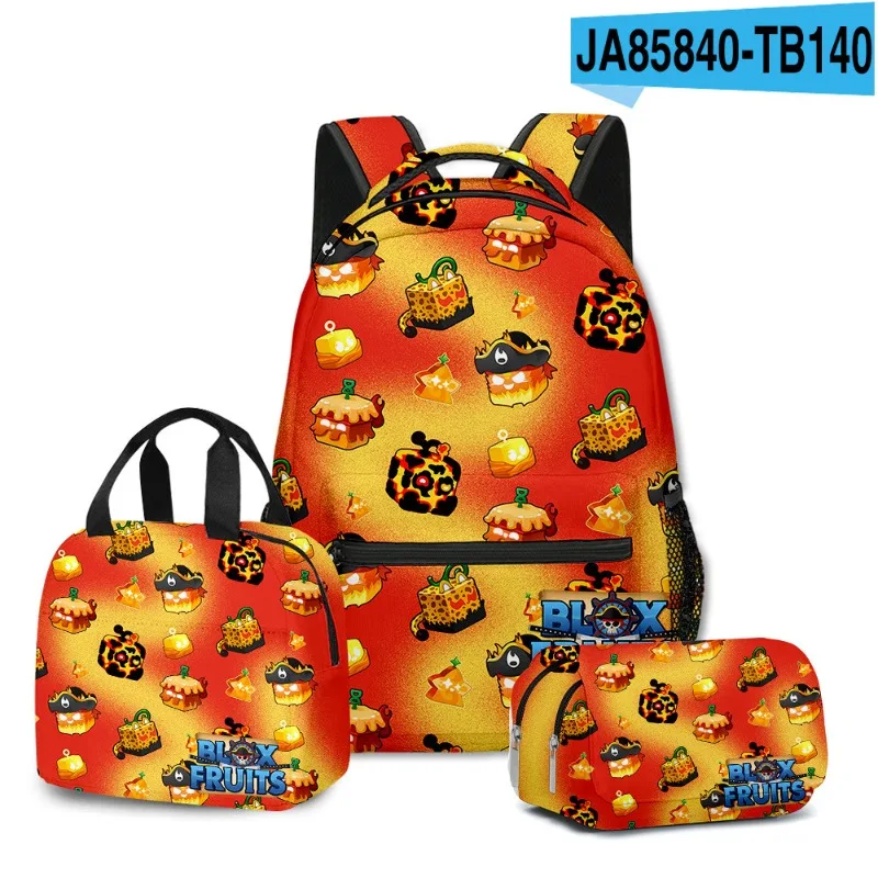 3 pçs/set 3D ROBLOX Jogo Blox Frutas Estudantes da Escola Primária e Secundária Mochila Saco de Almoço Saco de Lápis Saco de Escola