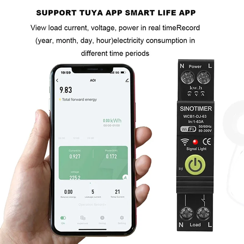 A003 SINOTIMER WIFI Protezione da sovratensione e sottotensione Misuratore di energia bidirezionale fotovoltaico KWH Interruttore temporale di misurazione