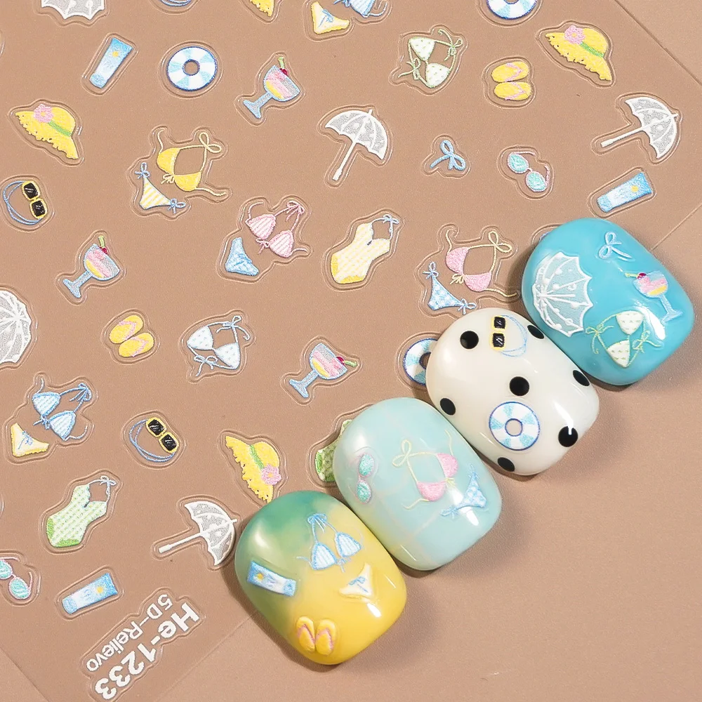 

New Cute Summer Nail Stickers Goldfish, Frozen Drinks & Colorful Beverage Nail Art Decorations