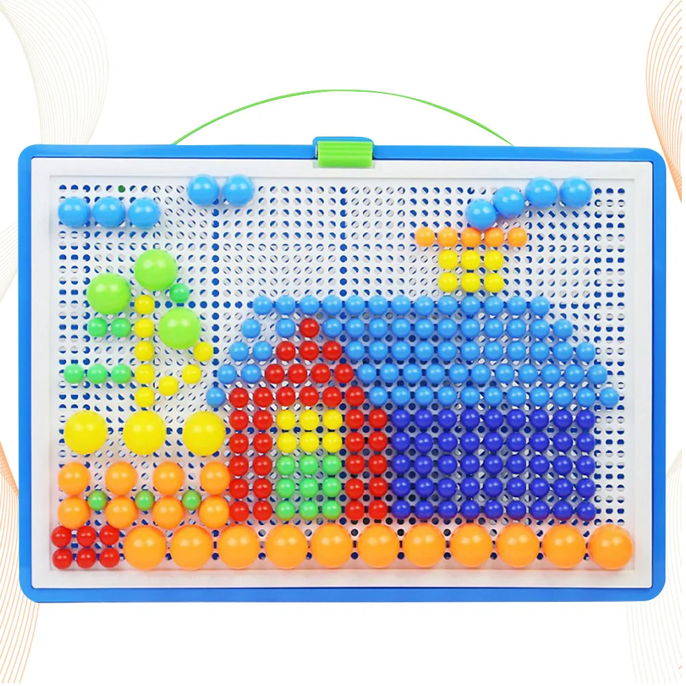 1 Set/295pcs Mushroom Nail Jigsaw Puzzle Toy DIY Mushrooms Nails Pegboard Puzzle Educational Toy for Kids Kindergarten