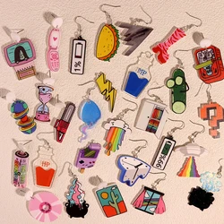 Hip Hop Dangle Earrings Cute Exaggeration Special Creativity Jewelry Cartoon Creative Gift For Women Girls UFO Taco