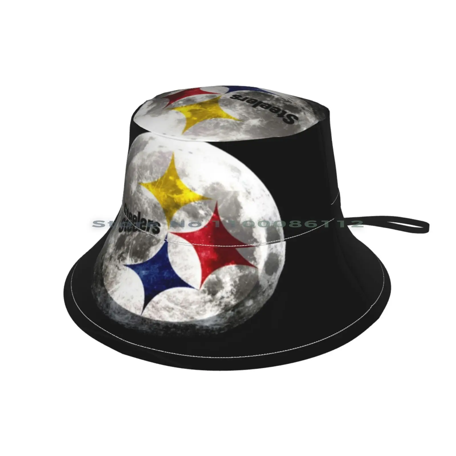 Steelers Moon Logo Bucket Hat Sun Cap Mouth Face Mask Steelers Logo Sports Fan Moon Stars Foldable Outdoor Fisherman Hat