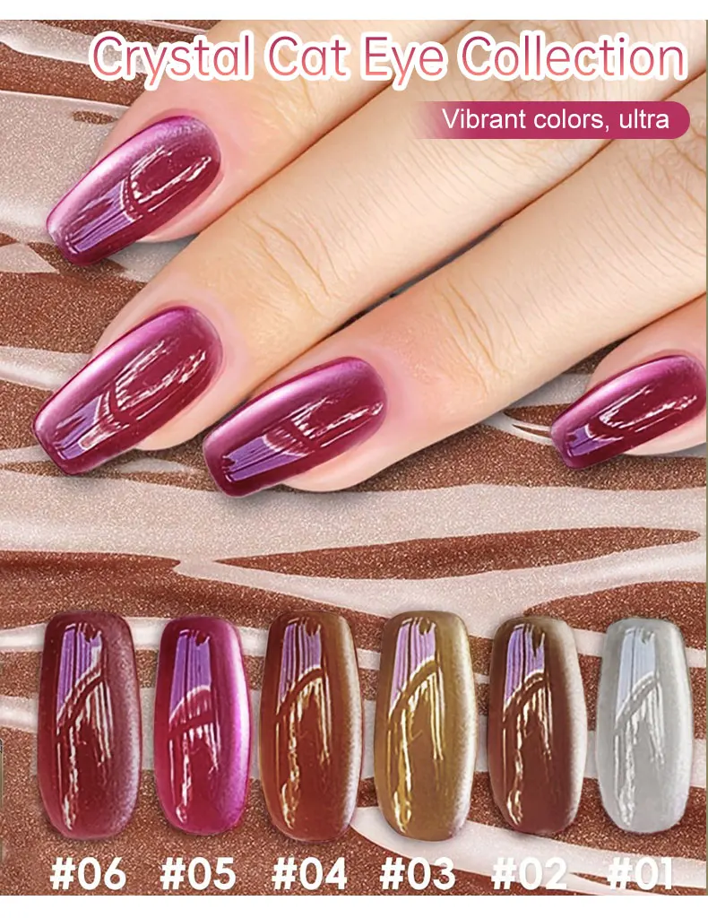 

XEIJAYI 6Pcs 15ML cat eye Nail Gel polish set Semi Permanent Nail Art Soaking UV LED Nail Salon DIY Nail Salon Gel