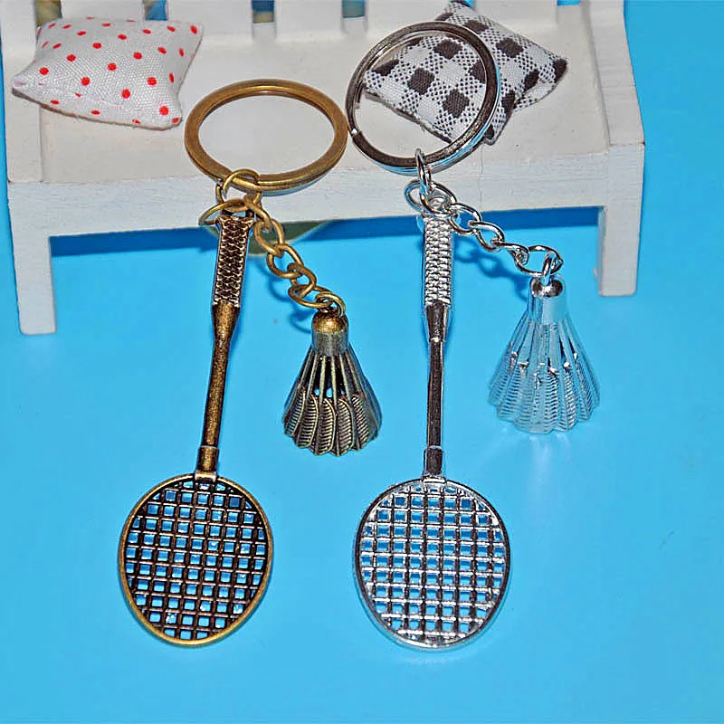 Badminton key chain pendant Badminton racket pendant Sports club activities gift keyring.