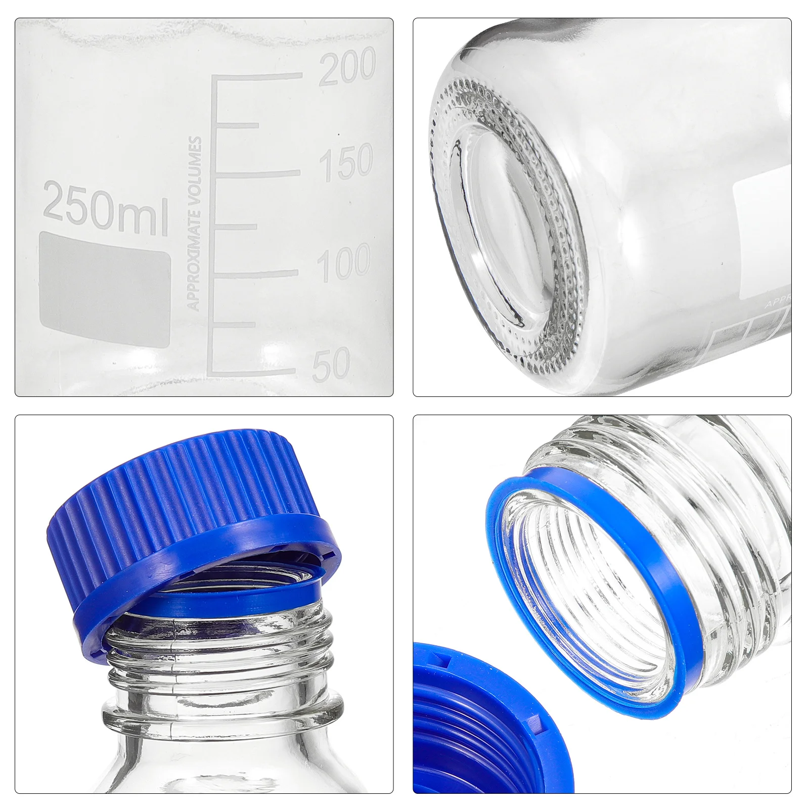 

4Pcs Blue Cap Reagent Bottle Empty Glass Durable Screw Caps Graduated Lab Chemical Storage Empty Bottles Glass Reagent Bottle