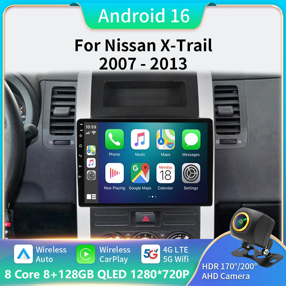 

Android 16 Carplay Auto Screen Car Radio BT Multimedia Player Video For Nissan x trail t31 2007-2013 2 din Autoradio Stereo DVD