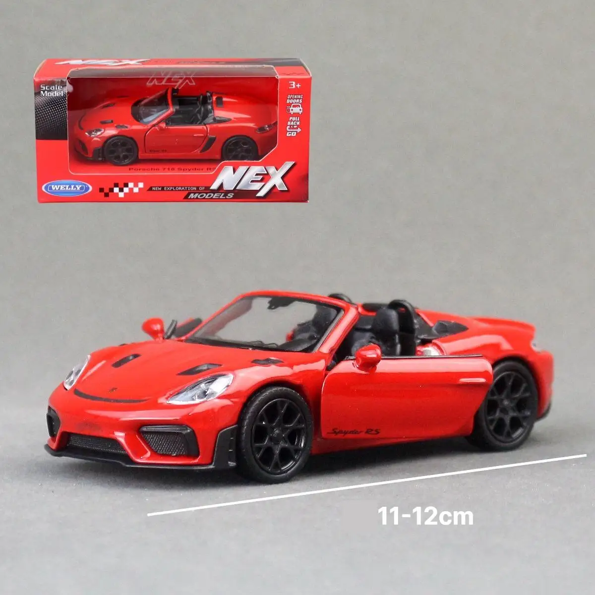 Модель гоночного автомобиля Porsche 718 Spyder 1/36, Welly, литая под давлением, с функцией отката, классическая коллекционная модель, подарок для детей и мальчиков