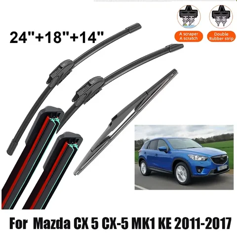 Автомобильный дворник для Mazda CX 5 CX-5 MK1 KE 2011-2017, передние и задние щетки стеклоочистителя, щетки, автоаксессуары, бесшумные 2013 2014 2015 2016