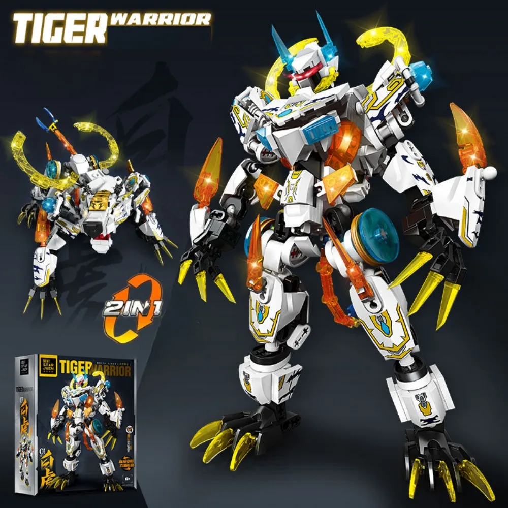 2in1 Warrior Robot Battle Mecha Flying Fire Dragon Bouwstenen DIY Technische Mecha Bricks Speelgoed Voor Kinderen Geschenken