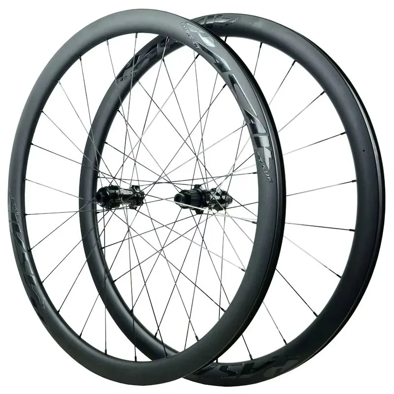 

700C Road Bike Disc Brake Wheel Set Carbon 28mm Clincher/Tubeless Flat Spokes 54T Planetary Ratchet HG MS XDR38mm Through QR