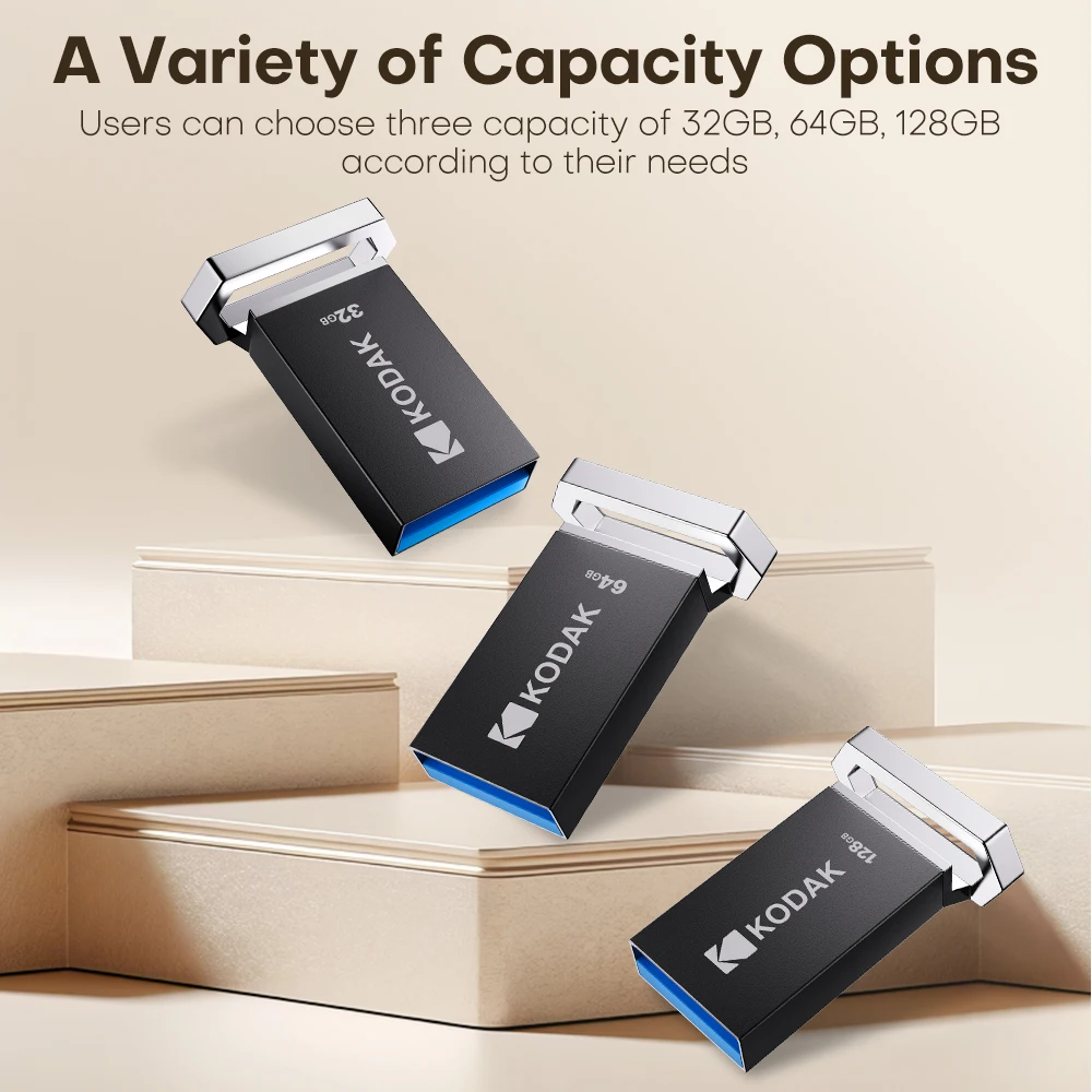 

KODAK K113 USB3.2 Flash Drive Metal Pendrives High Speed 140MB/s 32GB 64GB 128GB MINI Key Pen Drive for Car Laptop