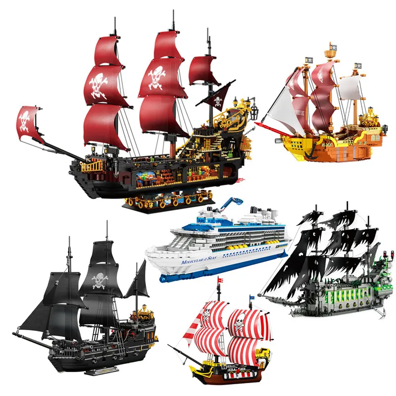 Plastic Blocks Corsair Boat Building Bricks Cruise Ship Flying Dutchman Black Pearl Brinquedo Education Toy Boy Gift Man Present