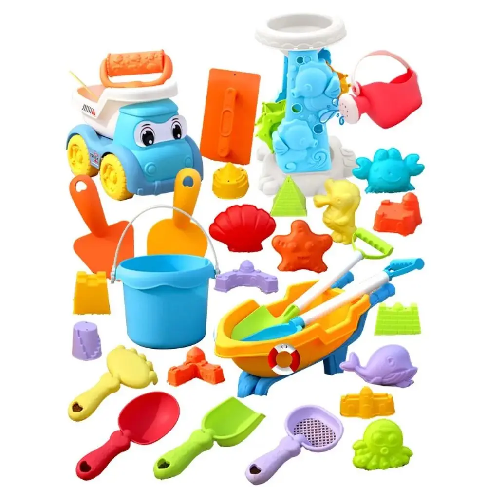 1 ensemble de pelles à sable en plastique, ensemble de pelles à neige, jouets interactifs de jeu de sable de plage, outils portables de moules à sable de dessin animé
