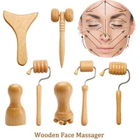 Masajeador de madera para eliminar arrugas faciales, rodillo para raspar la piel Facial, Lifting, Maderoterapia Guasha, masajeador Facial, belleza y salud