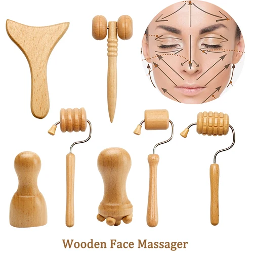 Masajeador de madera para eliminar arrugas faciales, rodillo para raspar la piel Facial, Lifting, Maderoterapia Guasha, masajeador Facial, belleza y salud