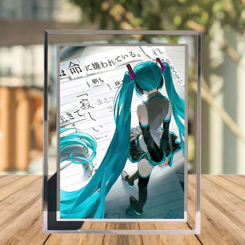 New Hatsune Miku Anime Cartoon Miku Kawaii Desktop Creative Acrylic Brick Photo Frame Cute Peripheral Ornaments Gift Wholesale