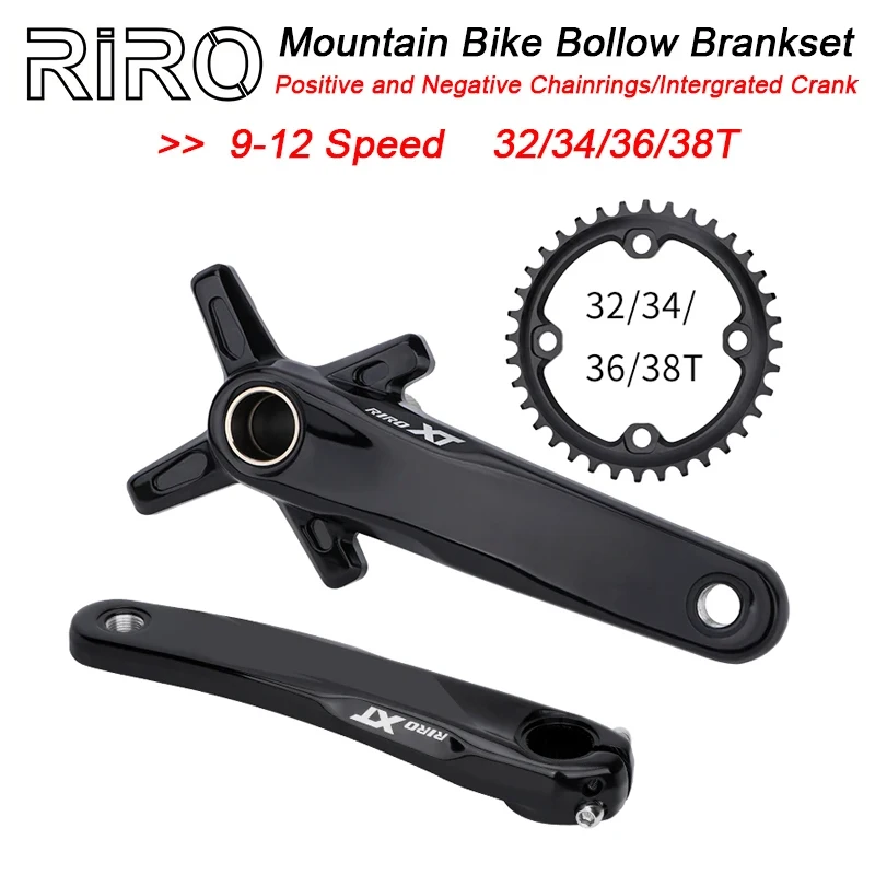 

RIRO XT 104BCD Bicycle Crankset 170mm Bike Crank Aluminum Alloy Chainring 32T 34T 36T 38T With Bottom Bracket 175mm MTB Crank