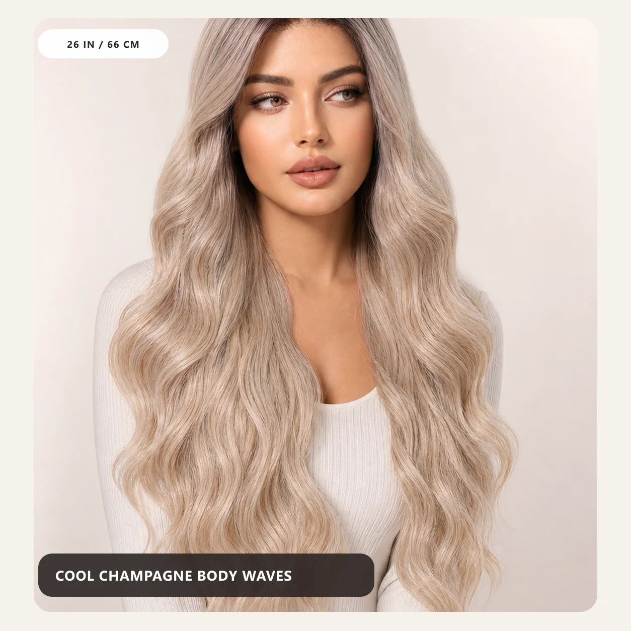 13x6 HD Lace Frontal Synthetic Wig 26 Inch Long Body Wave Cool Champagne Blonde Wigs For Women Dark Root Heat Resistant Fiber