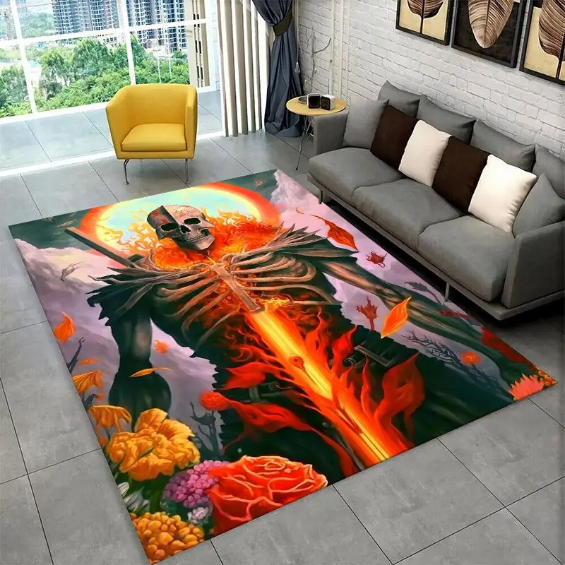 Terrifying Ghost Demon Skull Gothic Large Area Rug Non-slip Carpet for Bedroom Living Room Sofa Doormat Home Decor Floor Mat