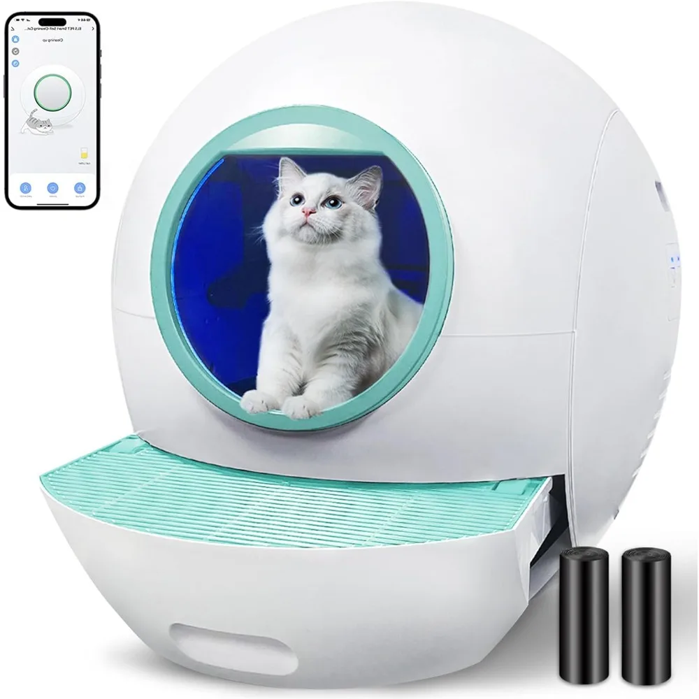 

Cat Bedpans,Automatic Litter Box Self Cleaning,60LSmart Litter Box with Mat Liner,APPControl Odor Removal,Intelligent Litter Box