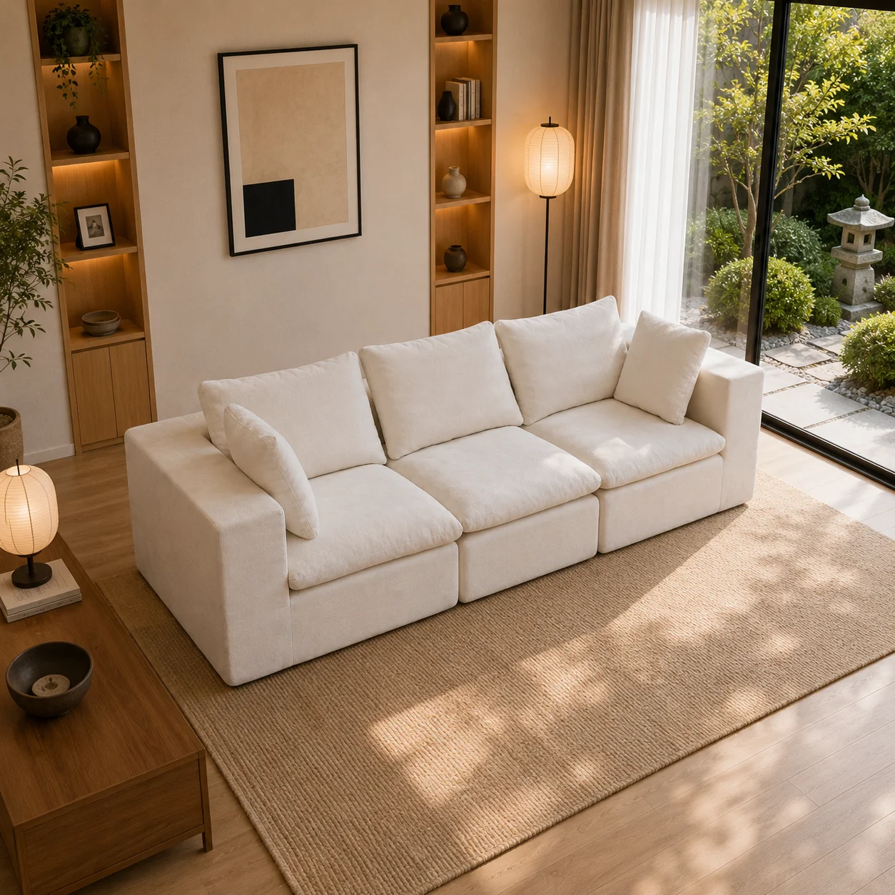 3-Seater Compressed Modular Sofa in Box Soft Fabric Sponge Couch Vacuum Compression Home Furniture