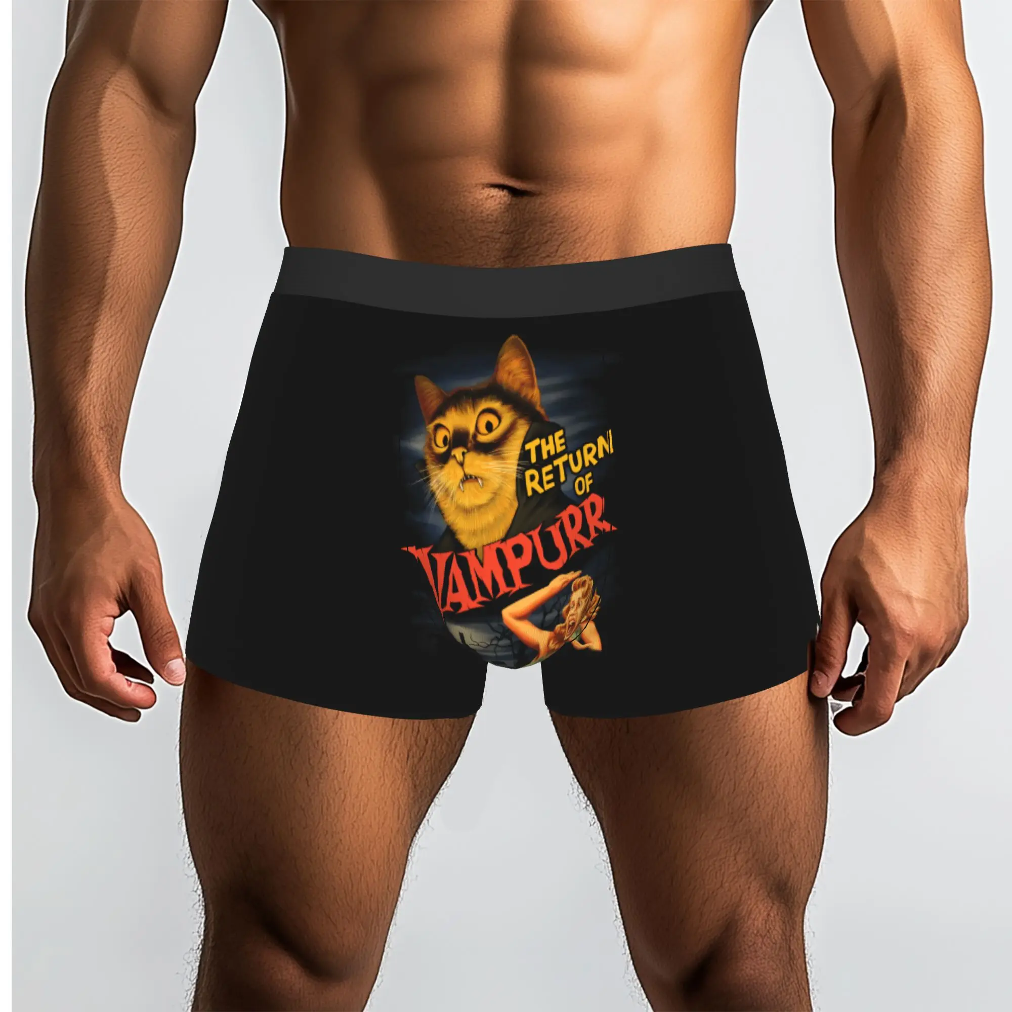 Custom Funny The Return of Vampurr The Halloween Cat Boxers Shorts Panties Male Underpants Breathable  Briefs Underwear