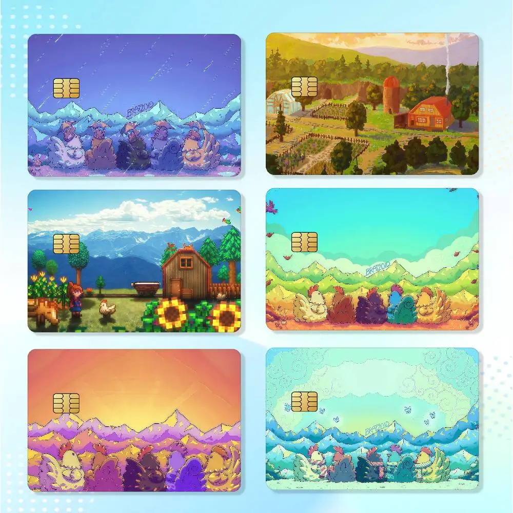 Game S-Stardew V-Valley Matte Card Stickers For Credit Cards Debit Cards And Transit Cards 4Pcs