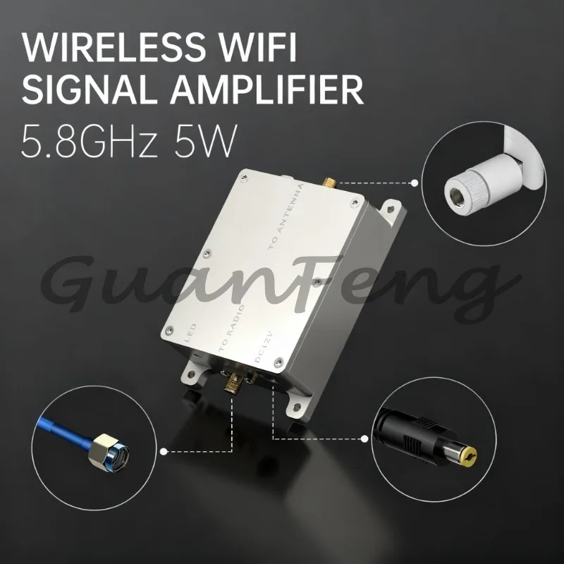 5.8GHz 5W WiFi Amplifier, 5150-5850MHz AB028 Wireless Signal Booster & Range Expander