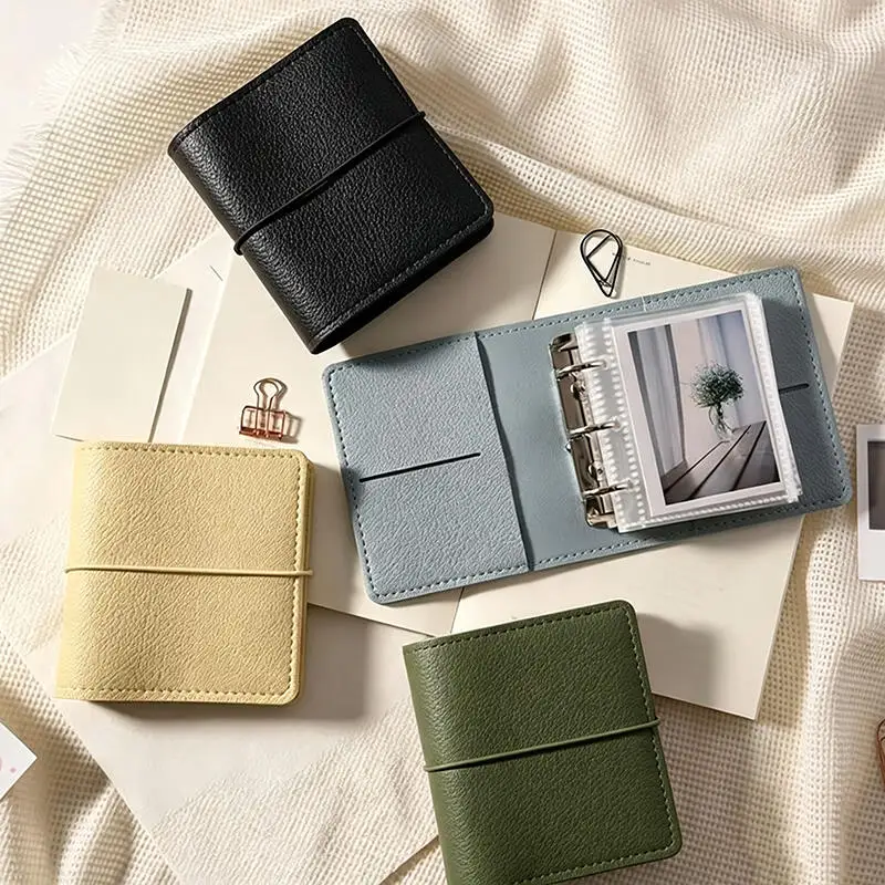 PU Photo Album 25 Sheets Inner Pages Mini 3-Ring Binder Photo Book Portable Wallet Size Picture Album For Instax Mini Photos